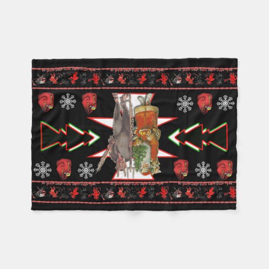Ontwerp van de Zuidwest-kerstkrampus Fleece Deken (Voorkant (Horizontaal))