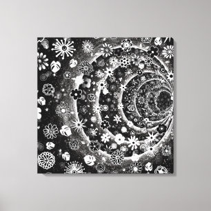 Ontwerp van de zwarte en witte florale tunnel canvas afdruk