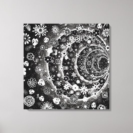 Ontwerp van de zwarte en witte florale tunnel canvas afdruk (Voorkant)