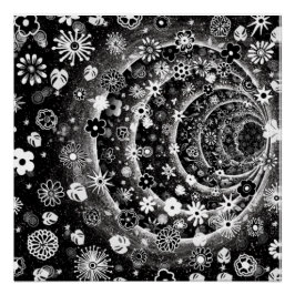 Ontwerp van de zwarte en witte florale tunnel perfect poster