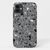 ontwerp van de zwarte en witte terrazzo Case-Mate iPhone case (Achterkant)