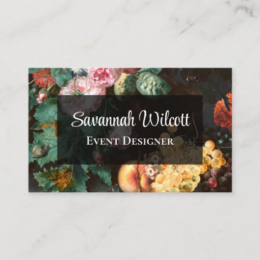 Ontwerp van donkere Visitekaartjes en fruit (Voorkant)