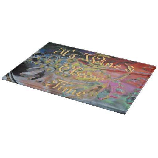 Ontwerp van druiven, snijvlak-wijn-kaas-tijd snijplank (Hoek)