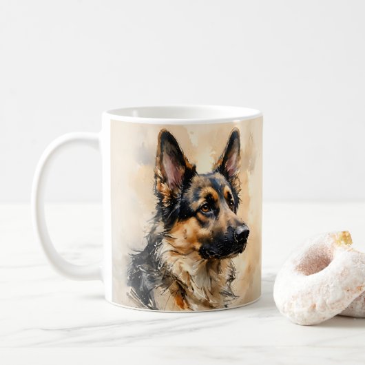 Ontwerp van een Duitse herdershond op mok (Met donut)