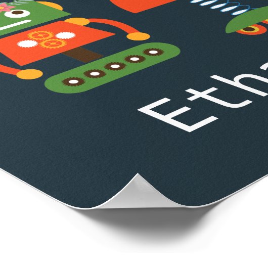 Ontwerp van een kinderkamer met een ute robot poster (Hoek)