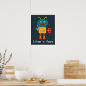 Ontwerp van een kinderkamer met een ute robot poster (Keuken)