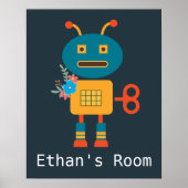 Ontwerp van een kinderkamer met een ute robot poster (Voorkant)