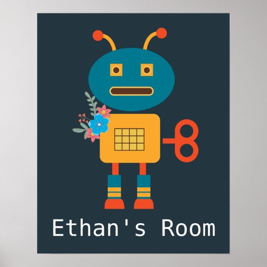 Ontwerp van een kinderkamer met een ute robot poster (Voorkant)
