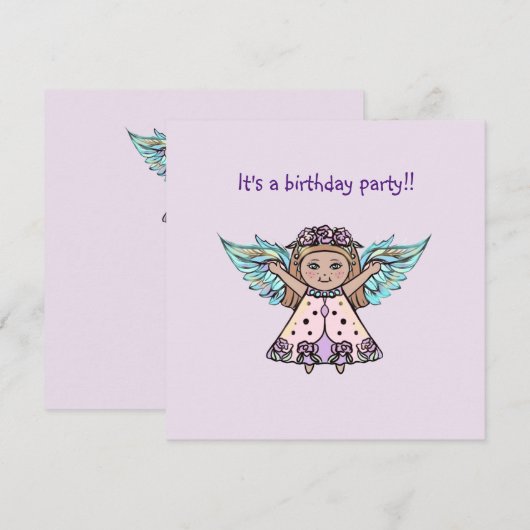 Ontwerp van een kleine engelenverjaardagsfeestje b kaart (Voorkant / Achterkant)