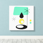 ontwerp van een mid century modern lamp in blauw g canvas afdruk (Insitu (Houten vloer))