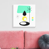 ontwerp van een mid century modern lamp in blauw g canvas afdruk (Insitu (Woonkamer))