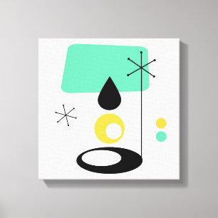 ontwerp van een mid century modern lamp in blauw g canvas afdruk