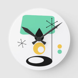 ontwerp van een mid century modern lamp in blauw g ronde klok