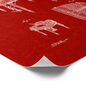 Ontwerp van een pianolpatent - Burgundy Red Poster (Hoek)