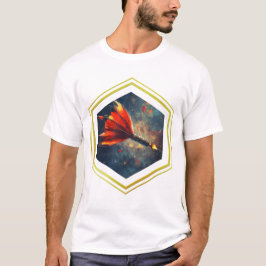 Ontwerp van een pijltje voor het ruimtelicht met e t-shirt