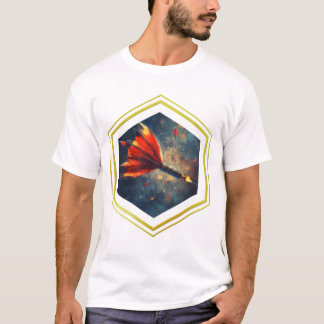 Ontwerp van een pijltje voor het ruimtelicht met e t-shirt