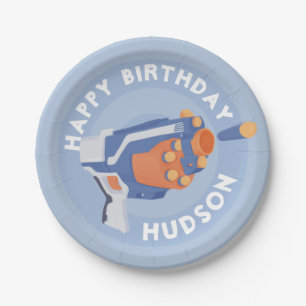 Ontwerp van een pistool met schuimdart papieren bordje