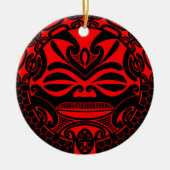 Ontwerp van een polynesiaans tikmaskermasker keramisch ornament (Voorkant)