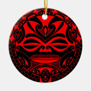 Ontwerp van een polynesiaans tikmaskermasker keramisch ornament
