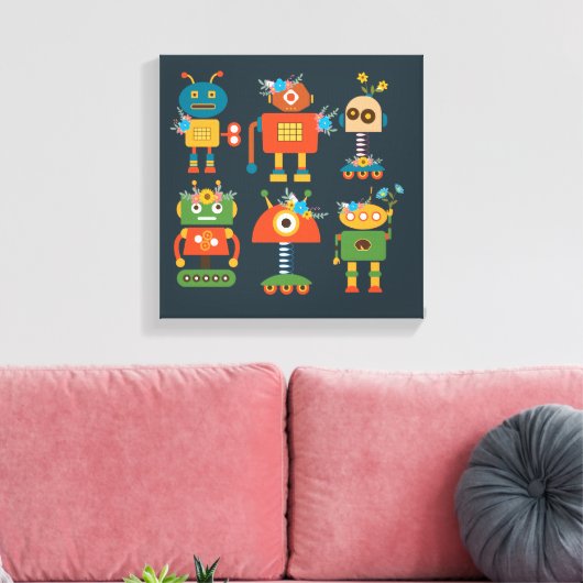 Ontwerp van een robot voor kinderen canvas afdruk (Insitu (Woonkamer))