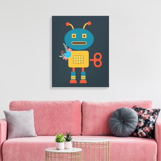 Ontwerp van een robot voor kinderen canvas afdruk (Insitu (Woonkamer))