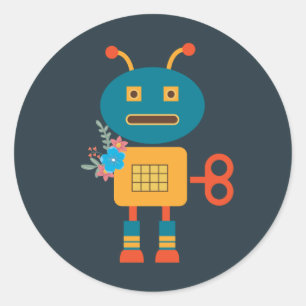Ontwerp van een robot voor kinderen ronde sticker