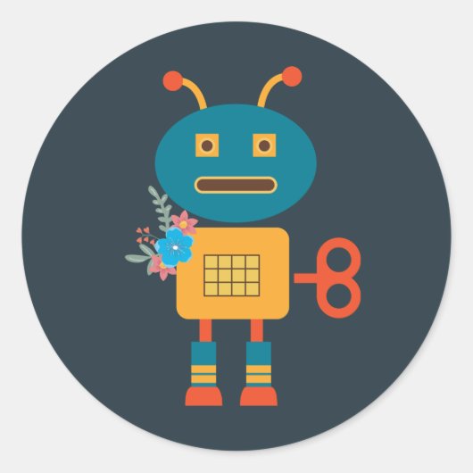 Ontwerp van een robot voor kinderen ronde sticker (Voorkant)