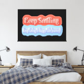 Ontwerp van een stutwerk over "Blijf glimlachen". Canvas Afdruk (Insitu (Slaapkamer))