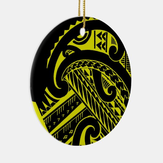 Ontwerp van een tattoo van het Samoaanse stamhout  Keramisch Ornament (Rechts)