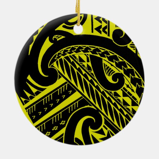 Ontwerp van een tattoo van het Samoaanse stamhout  Keramisch Ornament (Achterkant)