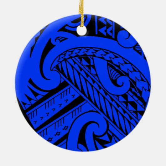 Ontwerp van een tattoo van het Samoaanse stamhout Keramisch Ornament (Achterkant)
