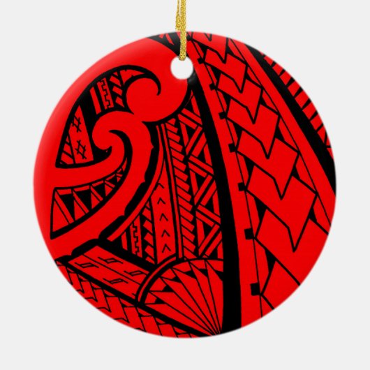 Ontwerp van een tattoo van het Samoaanse stamhout  Keramisch Ornament (Achterkant)