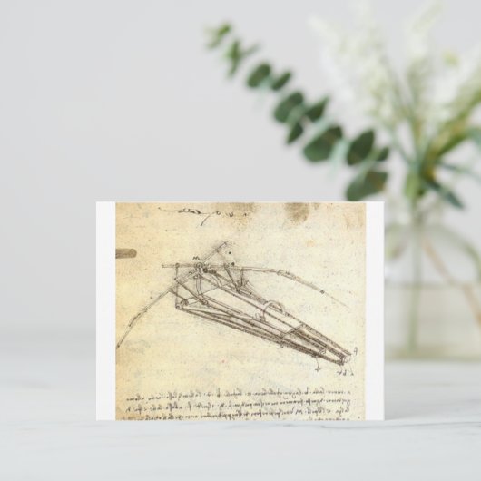 Ontwerp van een vliegmachine door Leonardo Da Vinc Briefkaart (Staand voorkant)