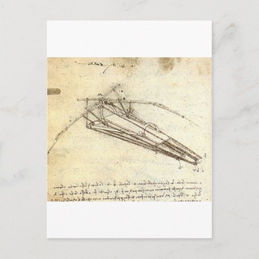 Ontwerp van een vliegmachine door Leonardo Da Vinc Briefkaart (Voorkant)