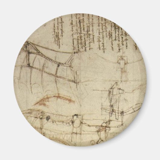 Ontwerp van een vliegmachine door Leonardo Da Vinc Magneet (Voorkant)