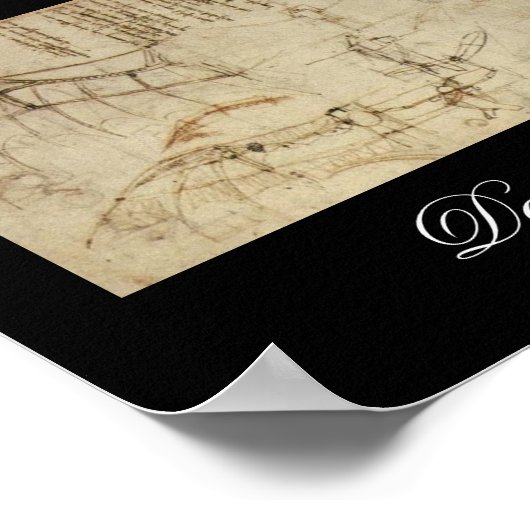 Ontwerp van een vliegmachine door Leonardo Da Vinc Poster (Hoek)