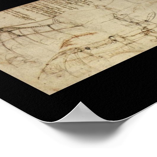 Ontwerp van een vliegmachine door Leonardo Da Vinc Poster (Hoek)