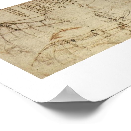 Ontwerp van een vliegmachine door Leonardo Da Vinc Poster (Hoek)