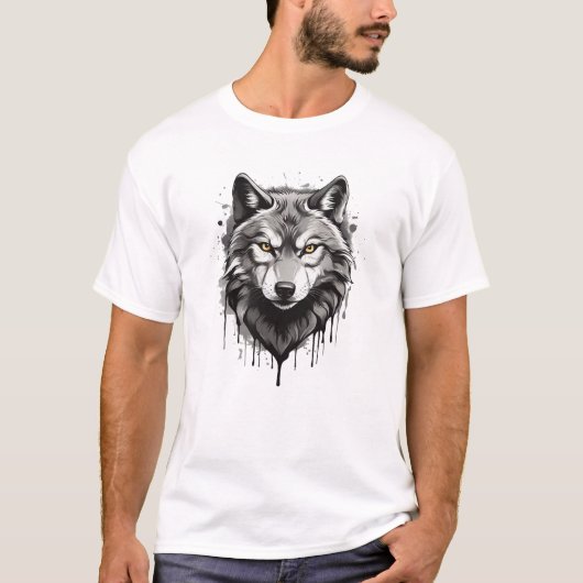 ontwerp van een WOLF met grote zwarte ogen T-shirt (Voorkant)
