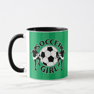 Ontwerp van een zwart-wit voetbalmeisje mok