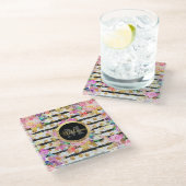 Ontwerp van elastische veerbloemen en -strepen glazen onderzetter (Schuin)