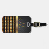 Ontwerp van Elegant Black & Gold Chevron-patroonpa Bagagelabel (Voorkant horizontaal)