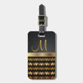 Ontwerp van Elegant Black & Gold Chevron-patroonpa Bagagelabel (Voorkant verticaal)