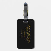 Ontwerp van Elegant Black & Gold Chevron-patroonpa Bagagelabel (Achterkant verticaal)