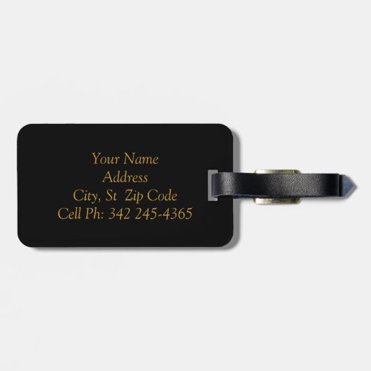 Ontwerp van Elegant Black & Gold Chevron-patroonpa Bagagelabel (Achterkant horizontaal)