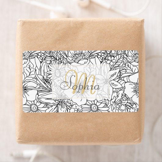 Ontwerp van Elegant Hand-tekenflorale doodles Etiket (Insitu)