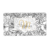 Ontwerp van Elegant Hand-tekenflorale doodles Etiket (Voorkant)