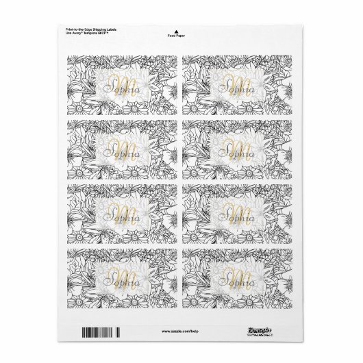 Ontwerp van Elegant Hand-tekenflorale doodles Etiket (Full Sheet)