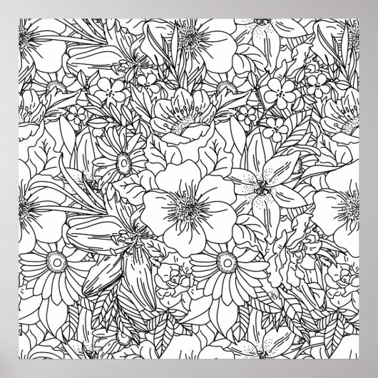 Ontwerp van Elegant Hand-tekenflorale doodles Poster (Voorkant)