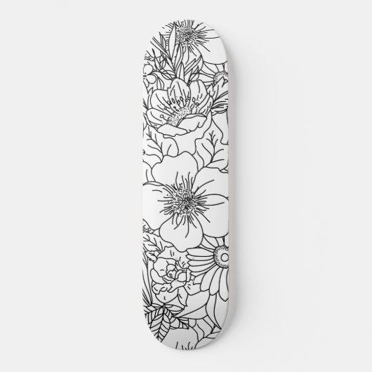 Ontwerp van Elegant Hand-tekenflorale doodles Skateboard (Voorkant)